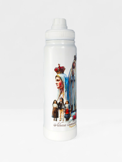 KIT NOSSA SENHORA DE FÁTIMA – Terço  + Garrafa Térmica 800ml